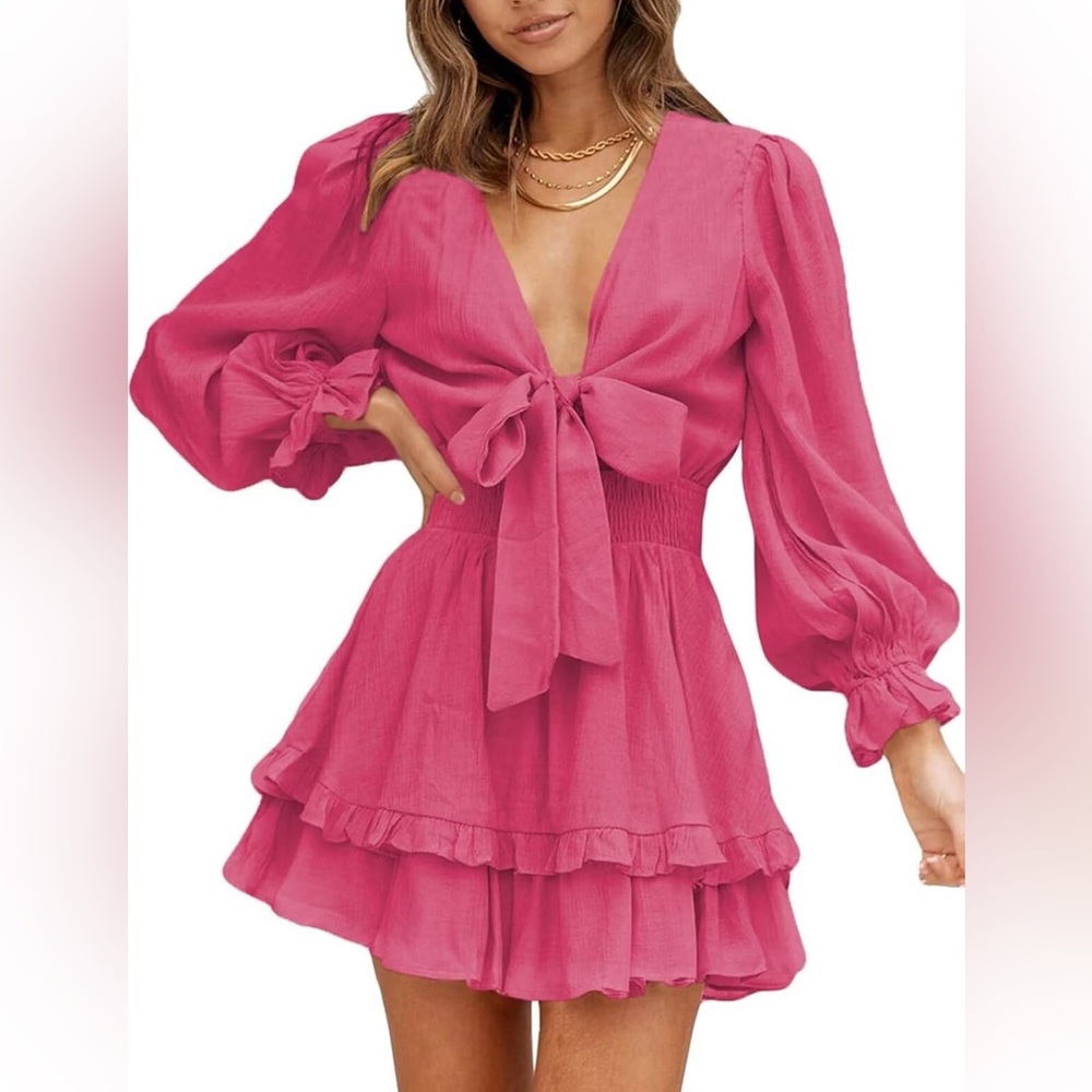 V Neck Tie Dress